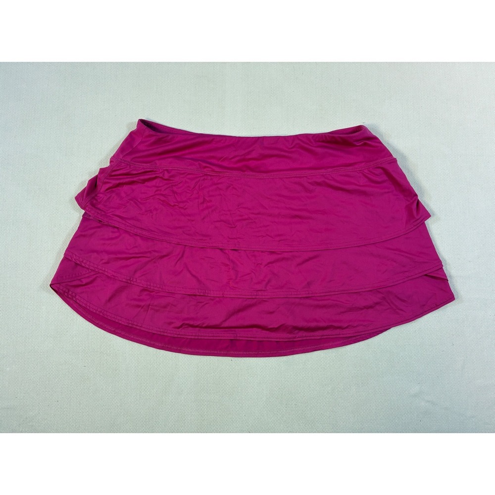 Athleta Magenta Pink Tiered Ruffle Athletic Skort Tennis Golf Running Sz L